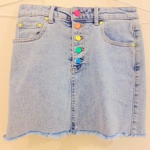 tractr denim skirt with multicolor buttons